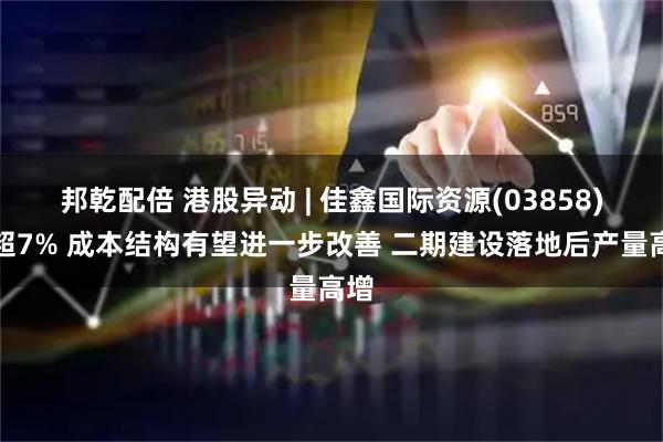 邦乾配倍 港股异动 | 佳鑫国际资源(03858)涨超7% 成本结构有望进一步改善 二期建设落地后产量高增