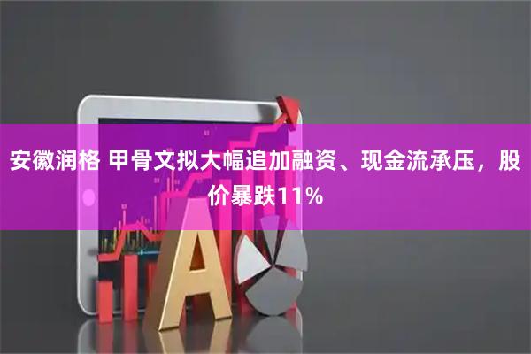 安徽润格 甲骨文拟大幅追加融资、现金流承压，股价暴跌11%